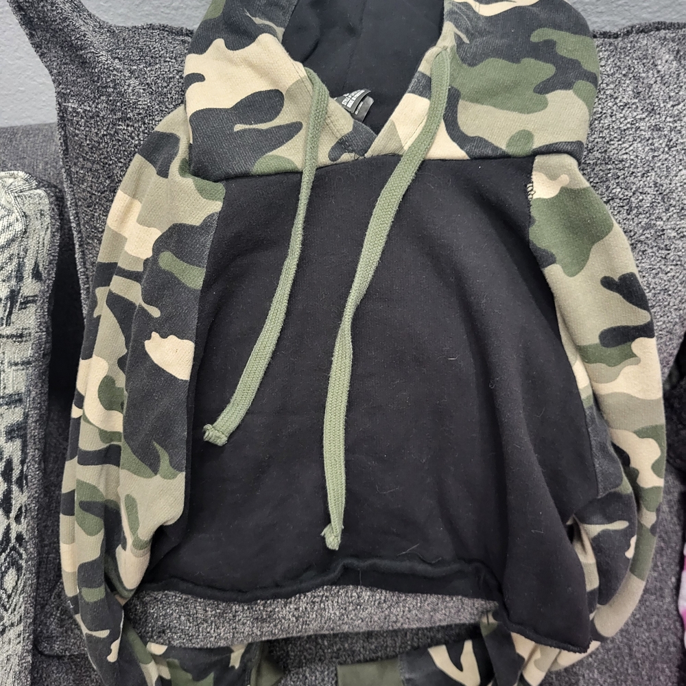 Camouflage Hoodie with Black Accents